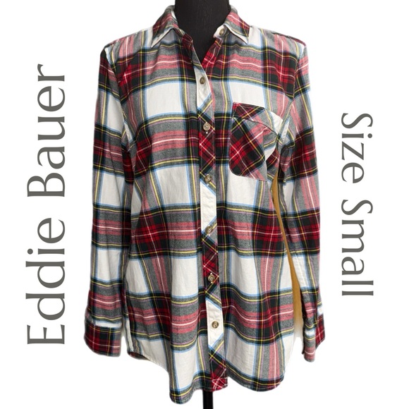 Eddie Bauer - Classic Tailored Plaid Flannel Shirt - Size Small - Picture 1 of 8